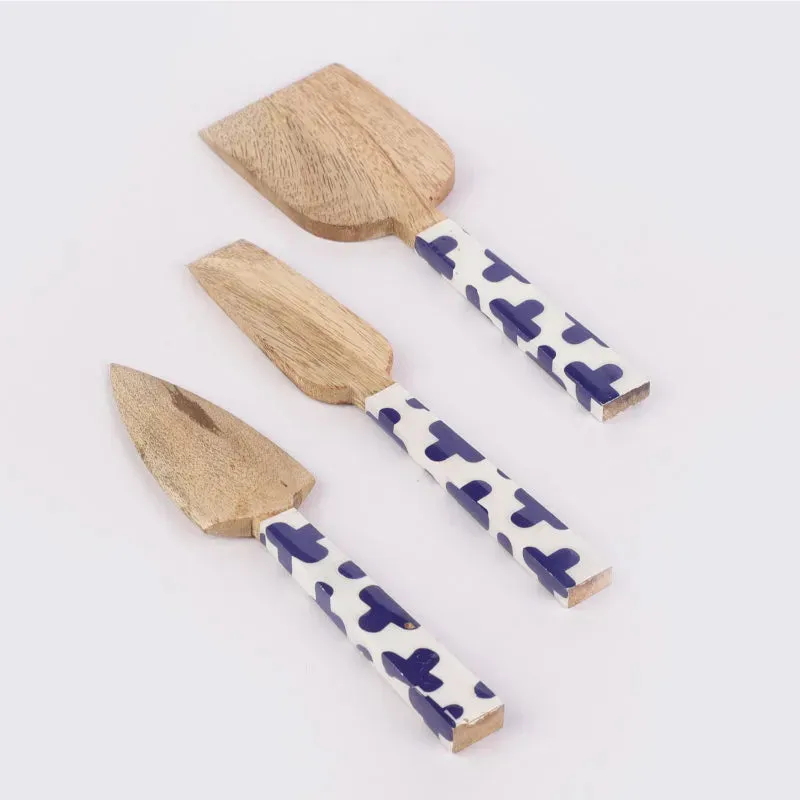 Wooden Floral Cake And Pie Server Set | Set of 3