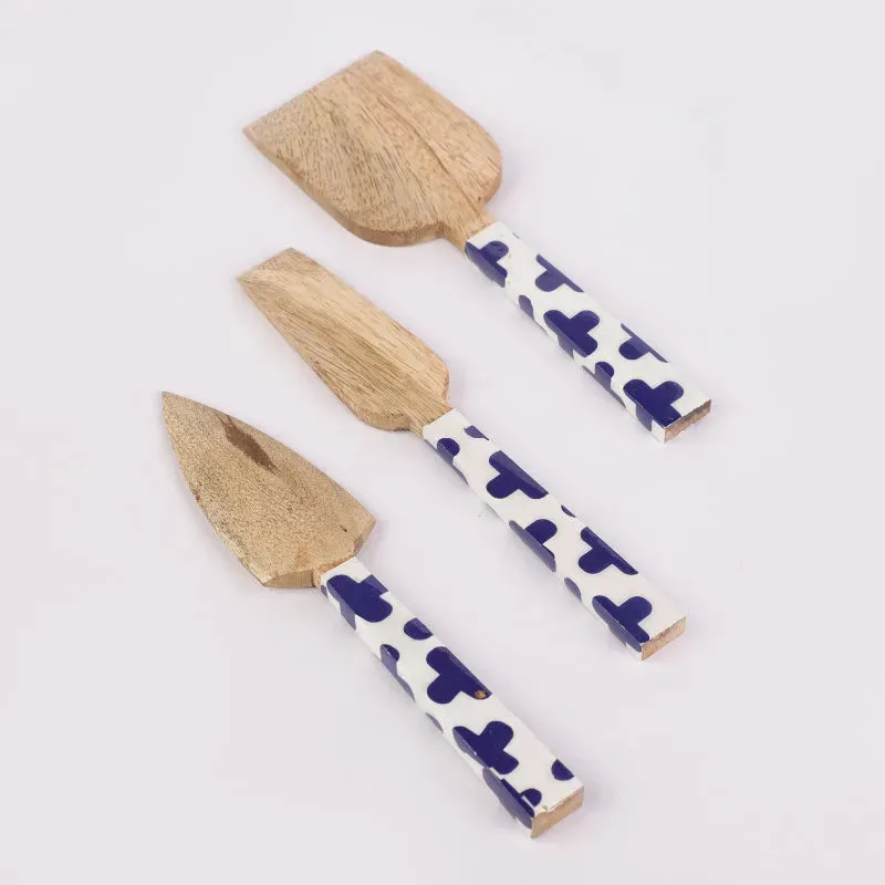 Wooden Floral Cake And Pie Server Set | Set of 3