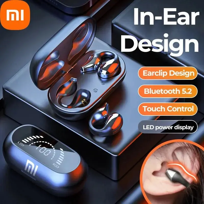 Xiaomi S03 Wireless Earphones Bluetooth 5.2 Touch Control Headphones LED Screen Sport Clip On Waterproof Headset With Microphone