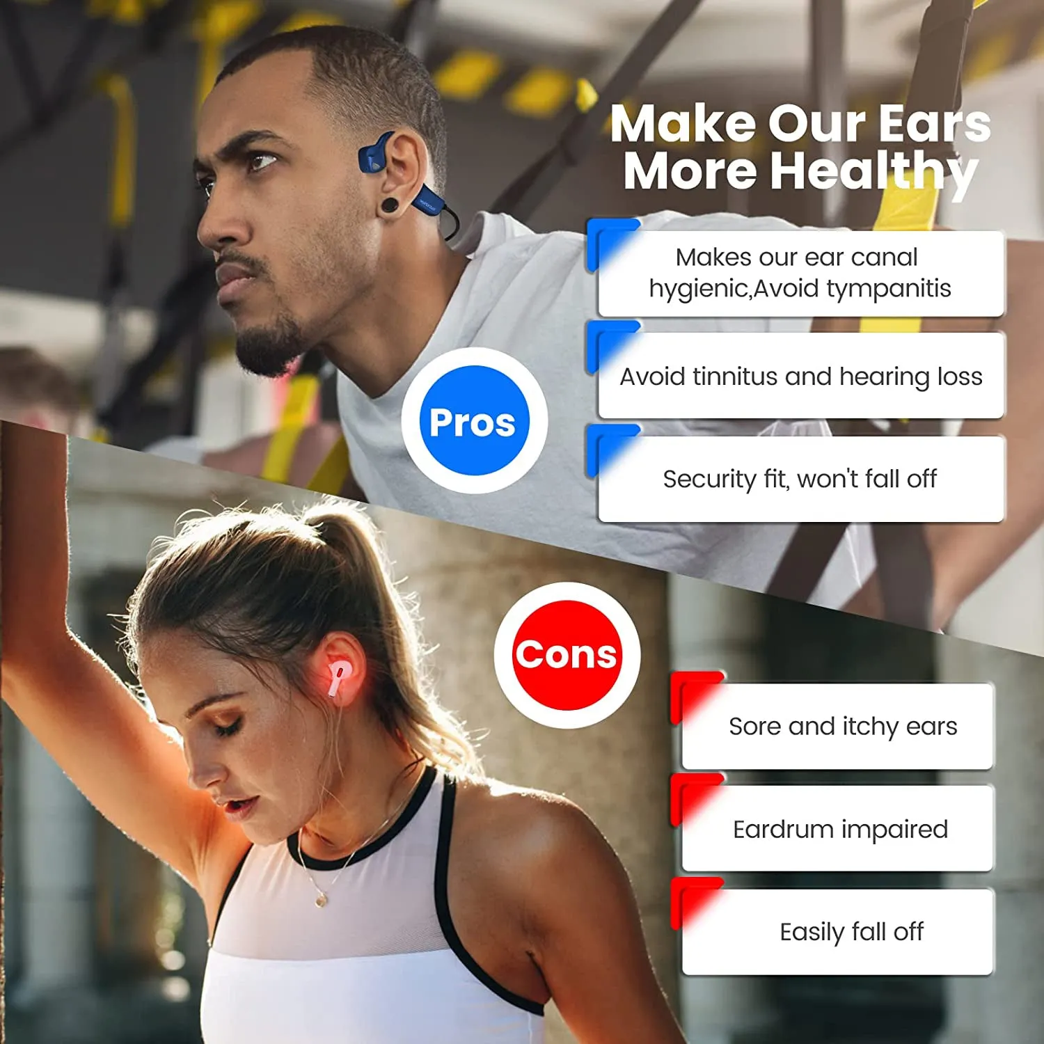 YouthWhisper Bone Conduction Headphones Bluetooth - Wireless Sport Bone Conduction Earphones with Built-in Mic, Sweatproof Open Ear Headset for Running,Cycling,Driving,Workout